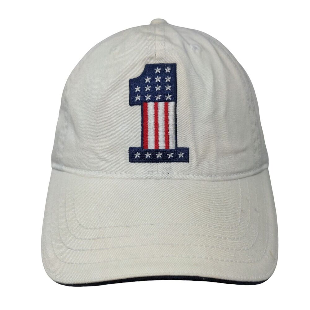 Hyp Slideback Hat Cream Size OSFM Embroidered Patriotic American Flag #1 Logo